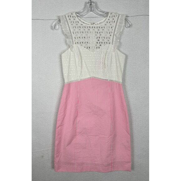Lilly Pulitzer Dresses & Skirts - Lilly Pulitzer Maya Shift Dress White & Pink‎ Seersucker Size 0 NEW